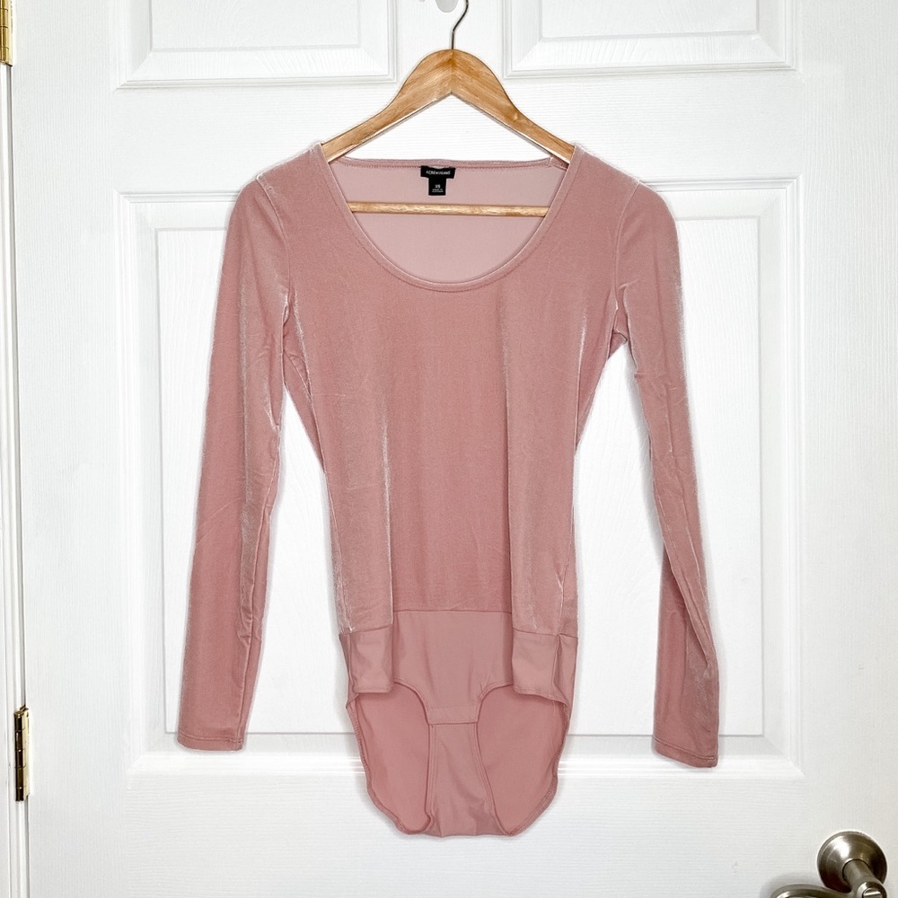 J. Crew Velvet Scoop Neck Bodysuit Stretch Pink XS